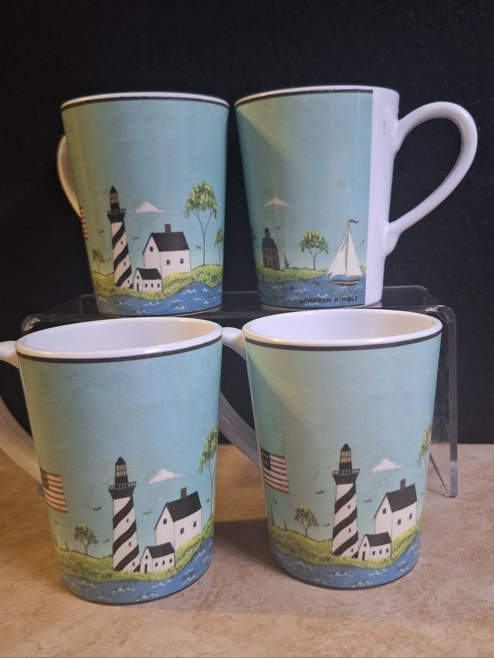 Sakura Evolution Warren Kimble Coastal Breeze Melamine Mug S/4 Sailboat Nautical